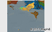 Political Panoramic Map of Tonle Sap, darken