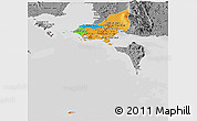 Political Panoramic Map of Tonle Sap, desaturated