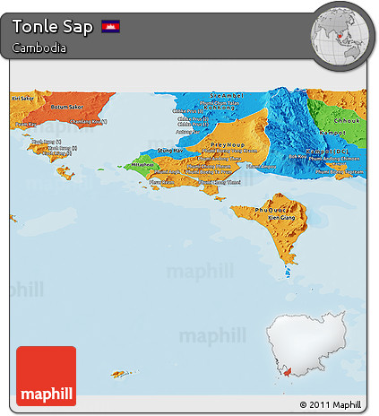 Political Panoramic Map of Tonle Sap