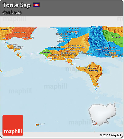 Political Panoramic Map of Tonle Sap