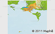 Political Panoramic Map of Tonle Sap, physical outside
