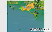 Political Panoramic Map of Tonle Sap, satellite outside