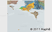 Political Panoramic Map of Tonle Sap, semi-desaturated