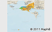 Political Panoramic Map of Tonle Sap, shaded relief outside