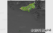 Satellite Panoramic Map of Tonle Sap, darken, desaturated