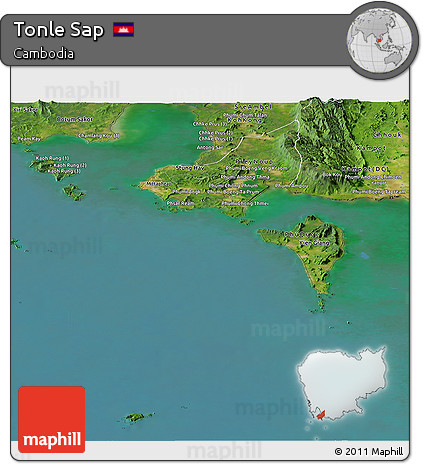 Satellite Panoramic Map of Tonle Sap