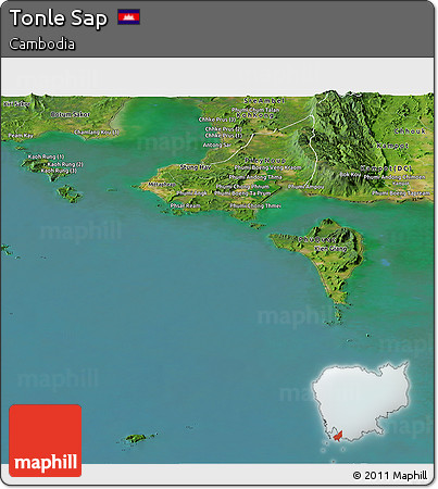 Satellite Panoramic Map of Tonle Sap