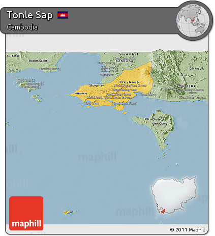 Savanna Style Panoramic Map of Tonle Sap
