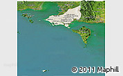 Shaded Relief Panoramic Map of Tonle Sap, satellite outside