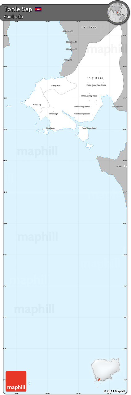 Gray Simple Map of Tonle Sap