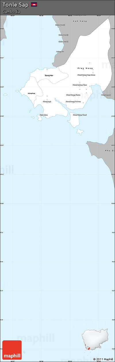 Gray Simple Map of Tonle Sap