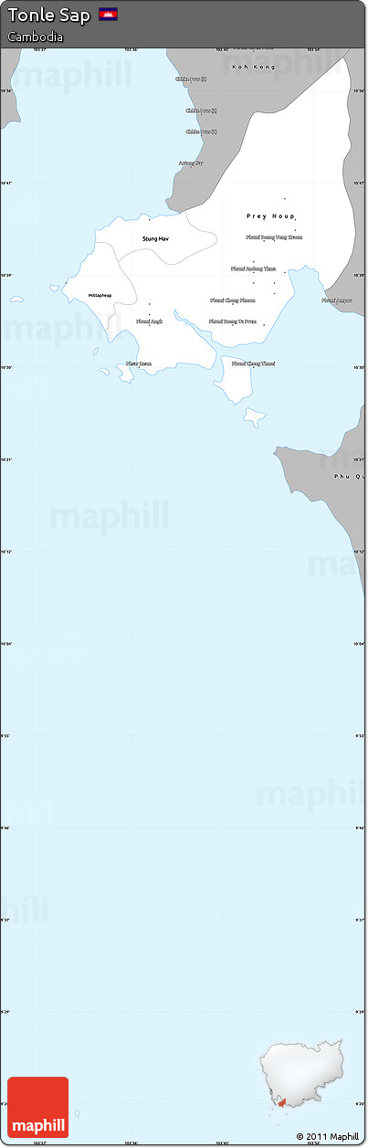 Gray Simple Map of Tonle Sap