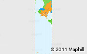 Political Simple Map of Tonle Sap, political shades outside