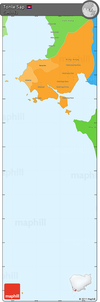 Political Shades Simple Map of Tonle Sap