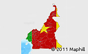 Flag 3D Map of Cameroon, single color outside, bathymetry sea, flag centered