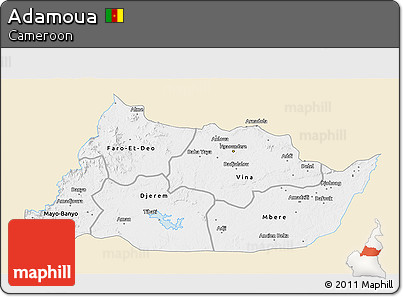 Classic Style 3D Map of Adamoua, single color outside