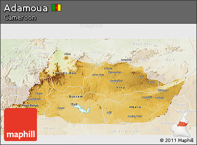 Physical 3D Map of Adamoua, lighten