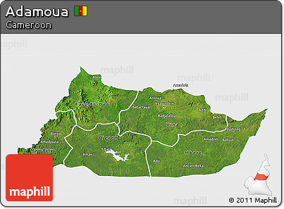 Satellite 3D Map of Adamoua, single color outside