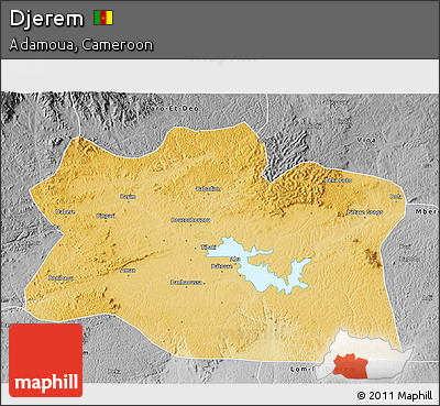 Physical 3D Map of Djerem, desaturated