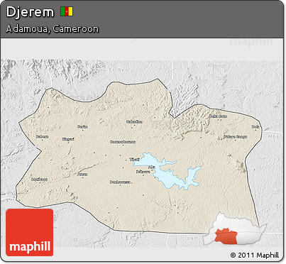 Shaded Relief 3D Map of Djerem, lighten, desaturated