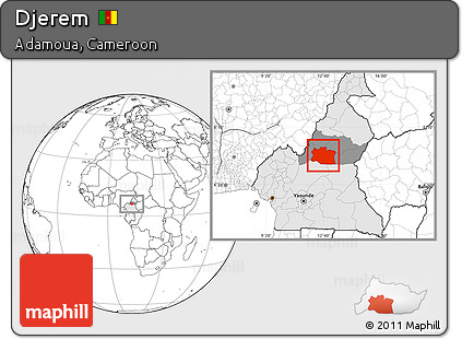 Blank Location Map of Djerem, highlighted country, highlighted parent region