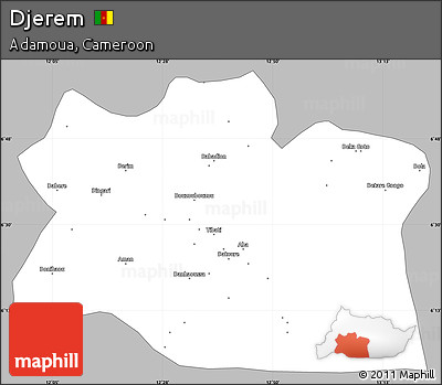 Gray Simple Map of Djerem, single color outside