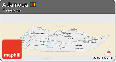 Classic Style Panoramic Map of Adamoua, single color outside