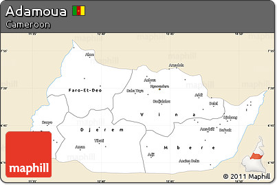 Classic Style Simple Map of Adamoua, single color outside