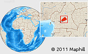 Shaded Relief Location Map of Haute-Sanaga