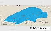 Political Panoramic Map of Haute-Sanaga, shaded relief outside