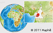 Physical Location Map of Centre, highlighted country, within the entire country