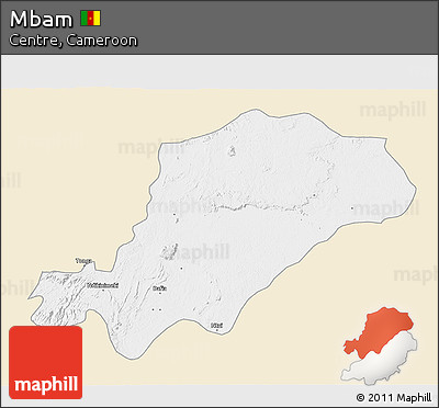 Classic Style 3D Map of Mbam, single color outside