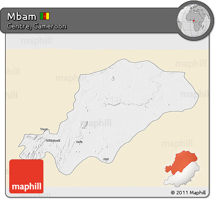 Classic Style 3D Map of Mbam, single color outside