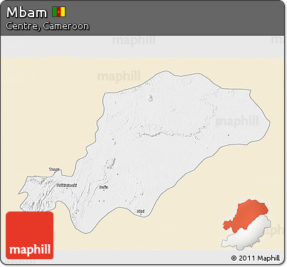 Classic Style 3D Map of Mbam, single color outside