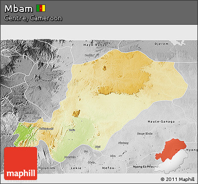 Physical 3D Map of Mbam, desaturated