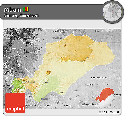 Physical 3D Map of Mbam, desaturated