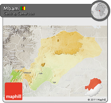 Physical 3D Map of Mbam, lighten, semi-desaturated
