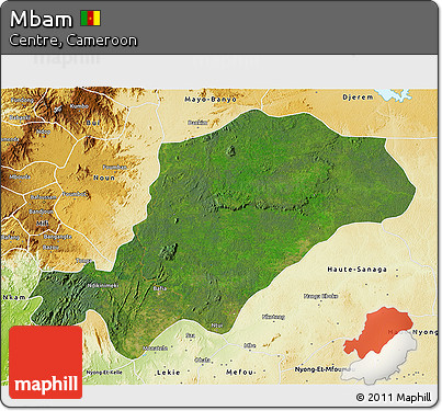 Satellite 3D Map of Mbam, physical outside