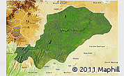 Satellite 3D Map of Mbam, physical outside
