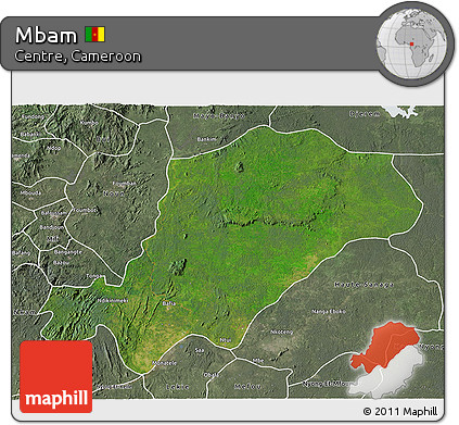 Satellite 3D Map of Mbam, semi-desaturated