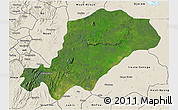 Satellite 3D Map of Mbam, shaded relief outside