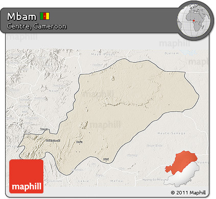 Shaded Relief 3D Map of Mbam, lighten
