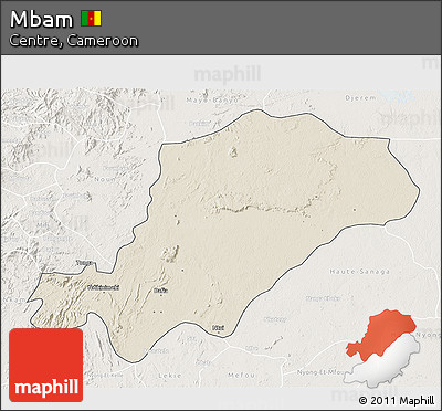 Shaded Relief 3D Map of Mbam, lighten