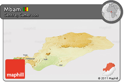 Physical Panoramic Map of Mbam, cropped outside