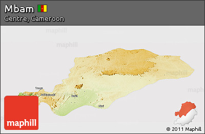 Physical Panoramic Map of Mbam, cropped outside