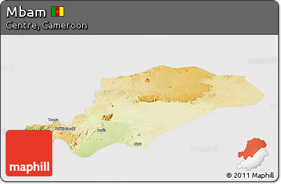 Physical Panoramic Map of Mbam, cropped outside