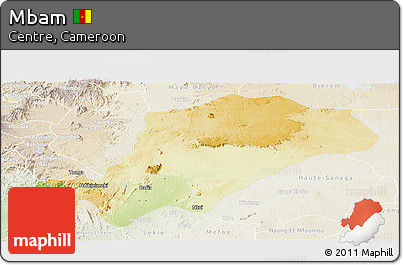 Physical Panoramic Map of Mbam, lighten