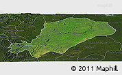 Satellite Panoramic Map of Mbam, darken