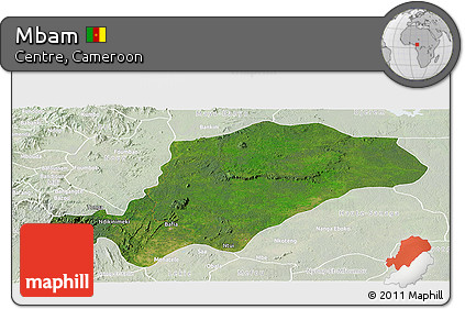 Satellite Panoramic Map of Mbam, lighten