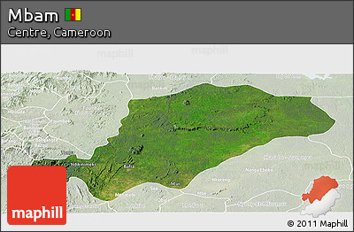 Satellite Panoramic Map of Mbam, lighten